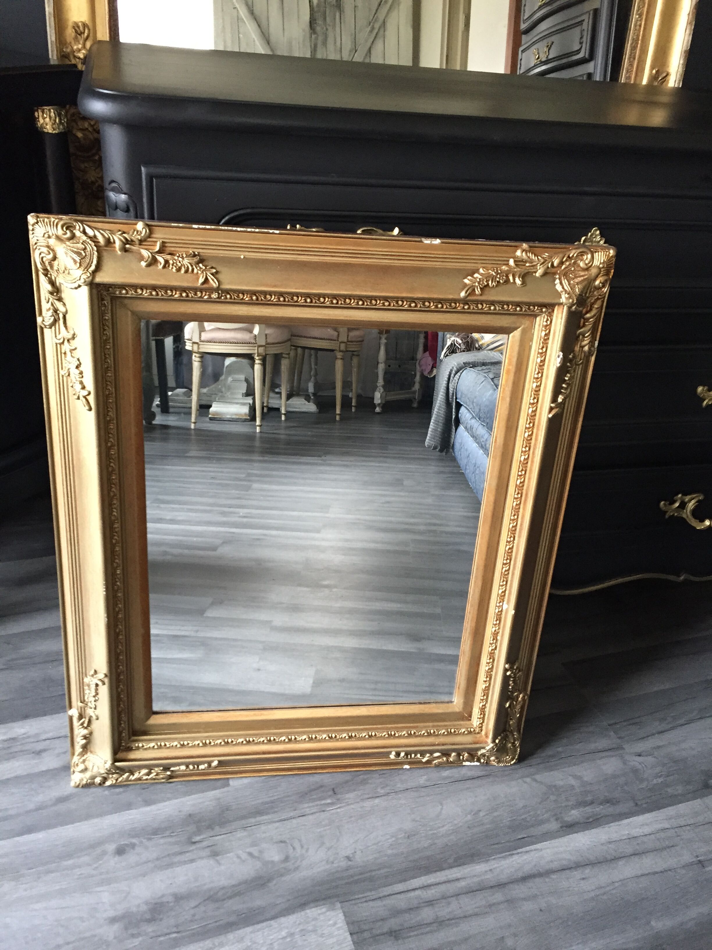 Golden antique mirror