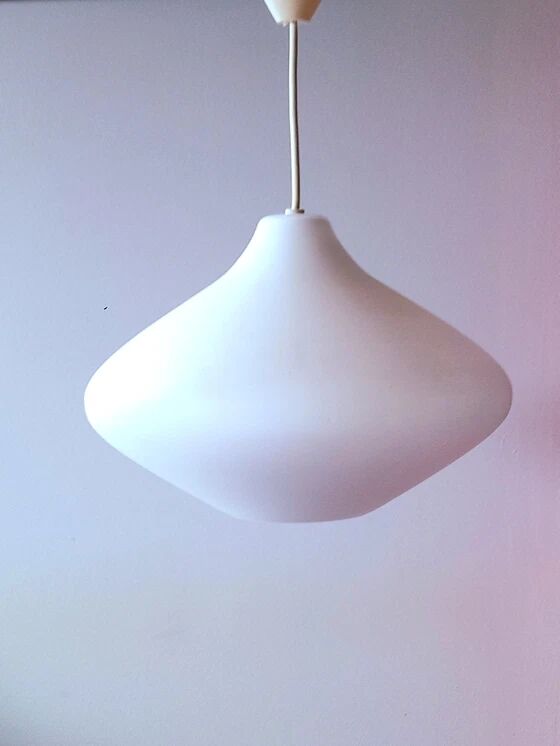 Scandinavian opaline glass onion pendant light 1950