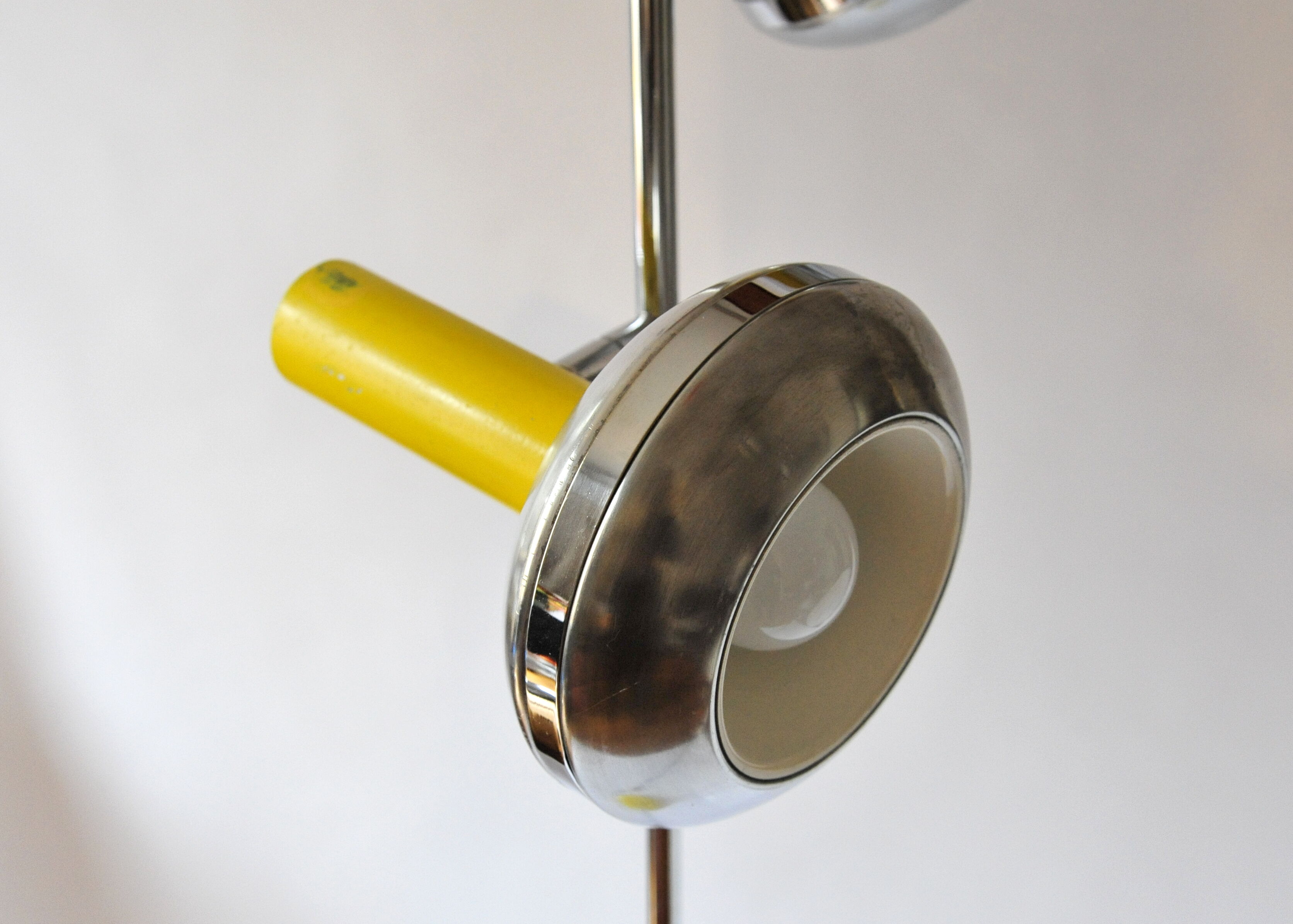 OMI lamppost in brushed aluminium and chrome dating back to the 1970s