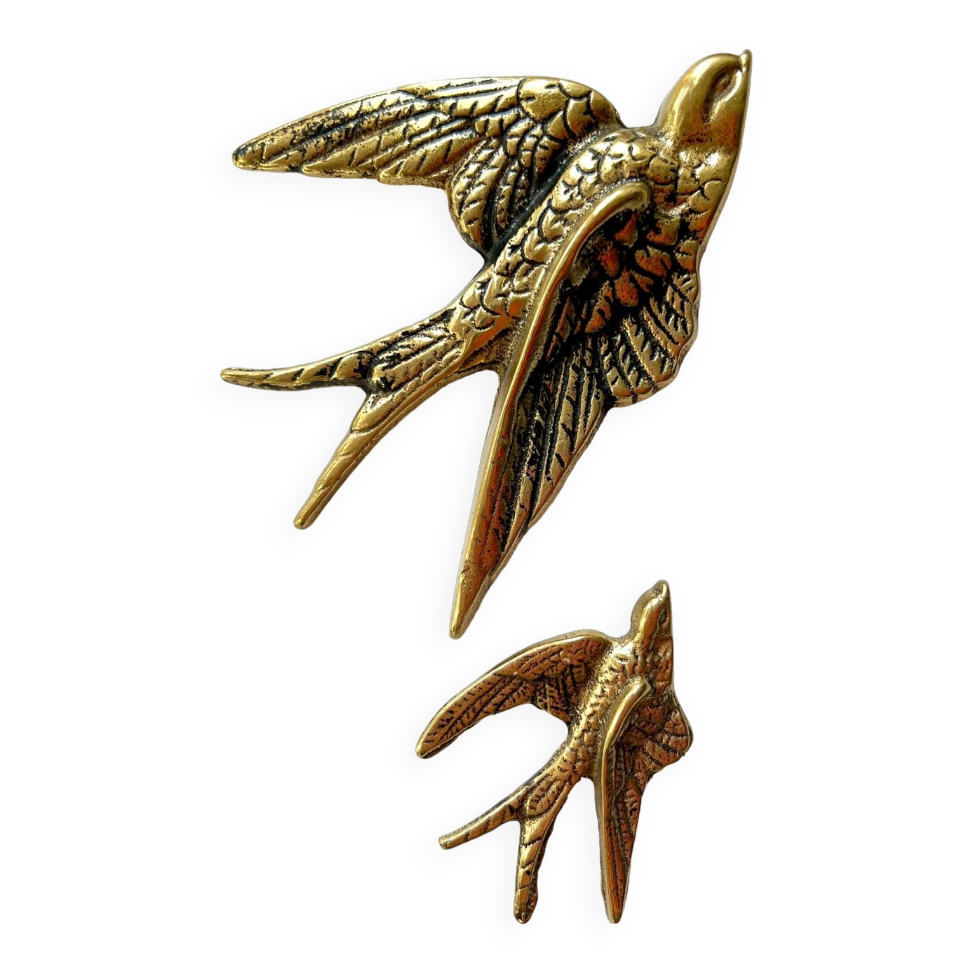 Pair of copper swallows