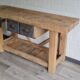 Old carpenter's workbench two drawers, industrial furniture