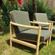 Pair of vintage 1970s armchairs in new fabric