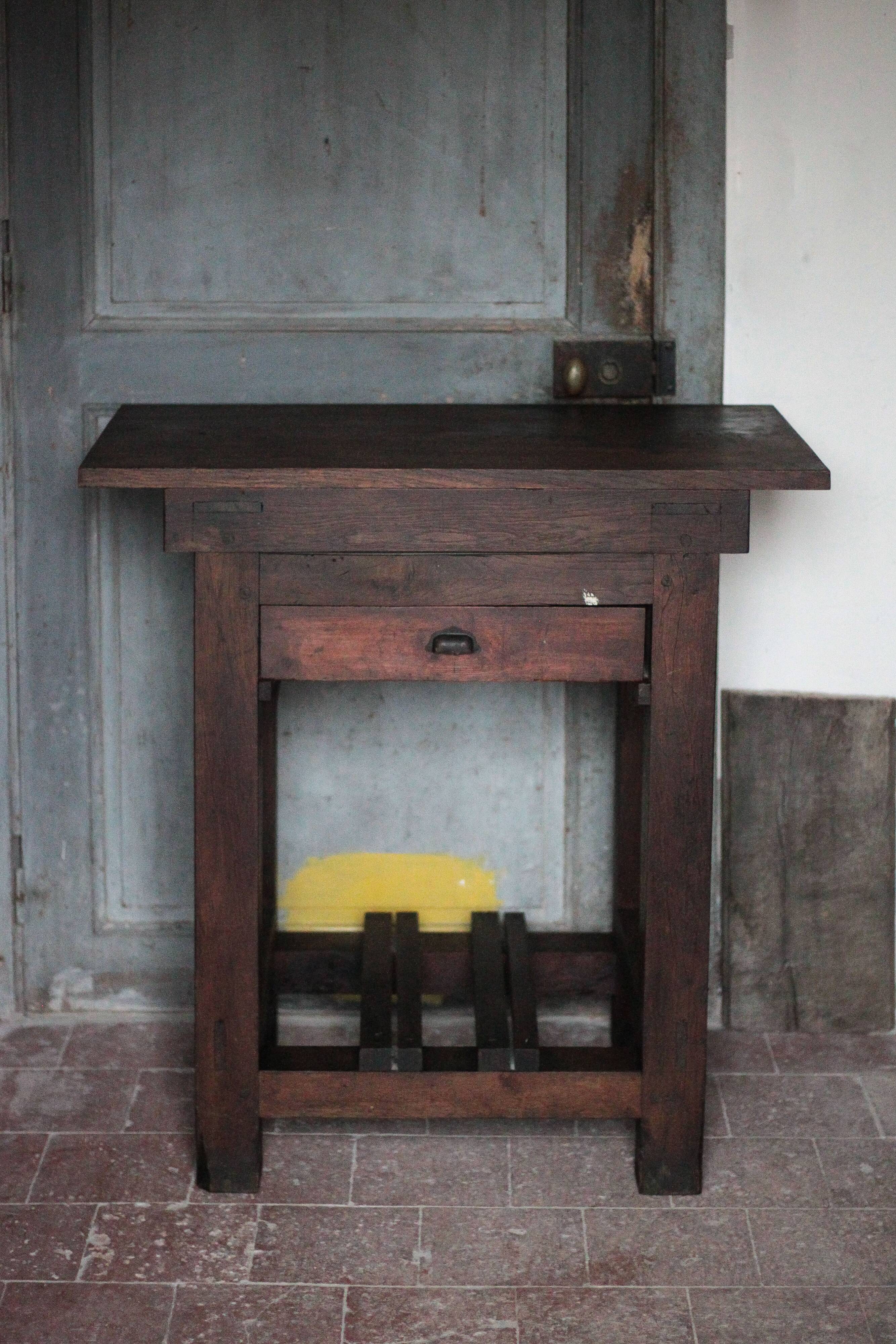 Vintage wooden sideboard, wooden kitchen furniture, furniture with drawer, storage.