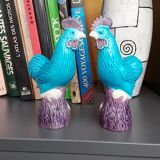 Chinese porcelain roosters bookends
