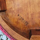 Baumann Low Stool Varnished Beech and Red Faux Leather