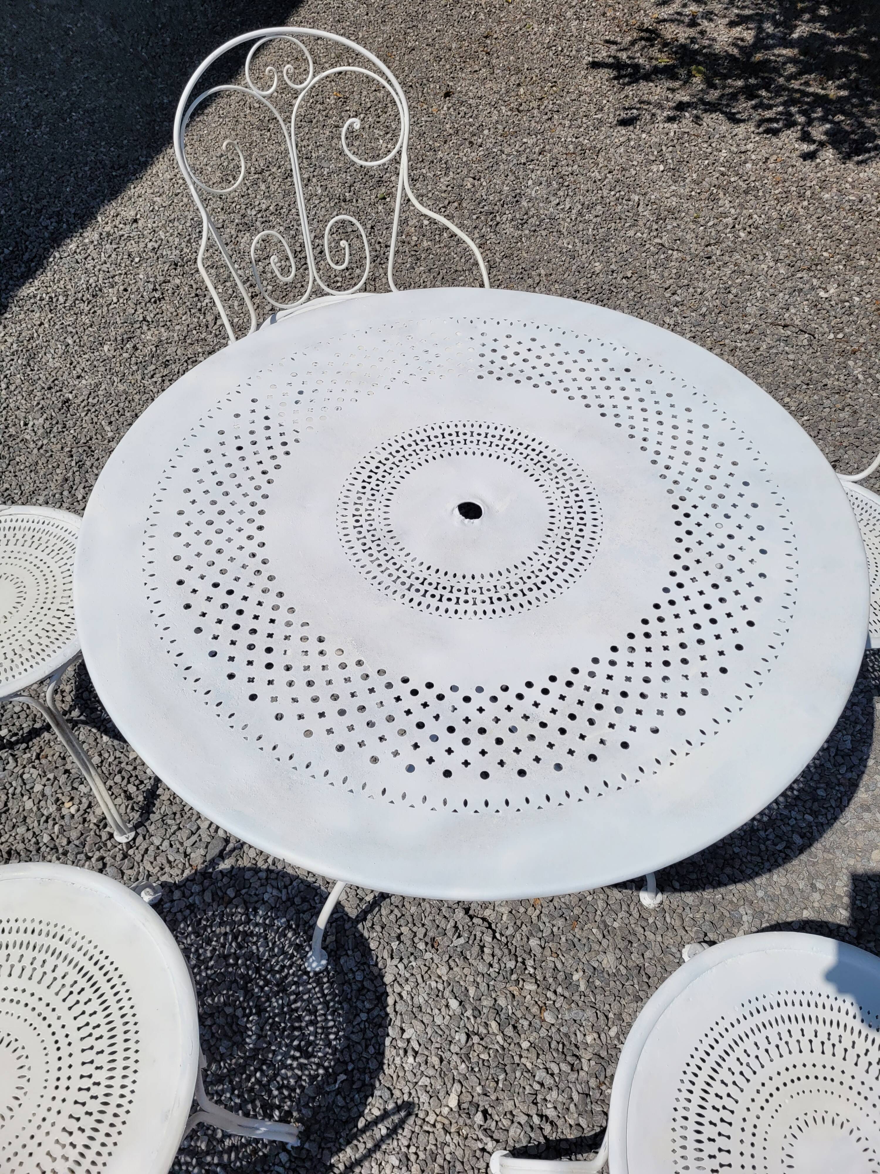 Old wrought iron garden furniture 3 armchairs + 2 chairs