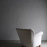 White faux shearling lounge chair | Sweden | 1940s