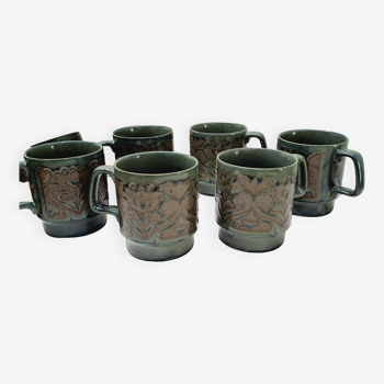 Set 6 mugs vert et bronze