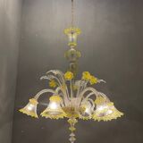 Italian flower chandelier in murano glass, 1960s