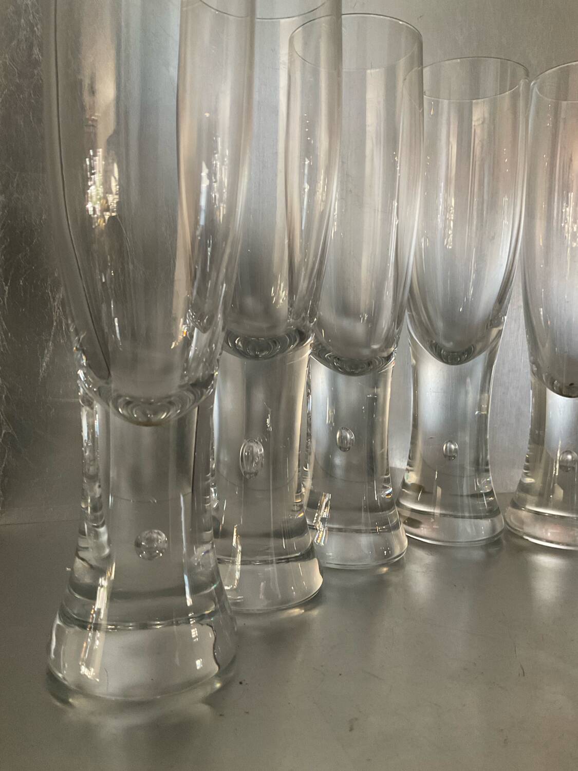 Set of 8 vintage Kosta Boda champagne flute glasses