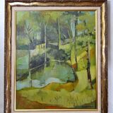 Large oil painting on canvas 20th HD Lemercier impressionist landscape