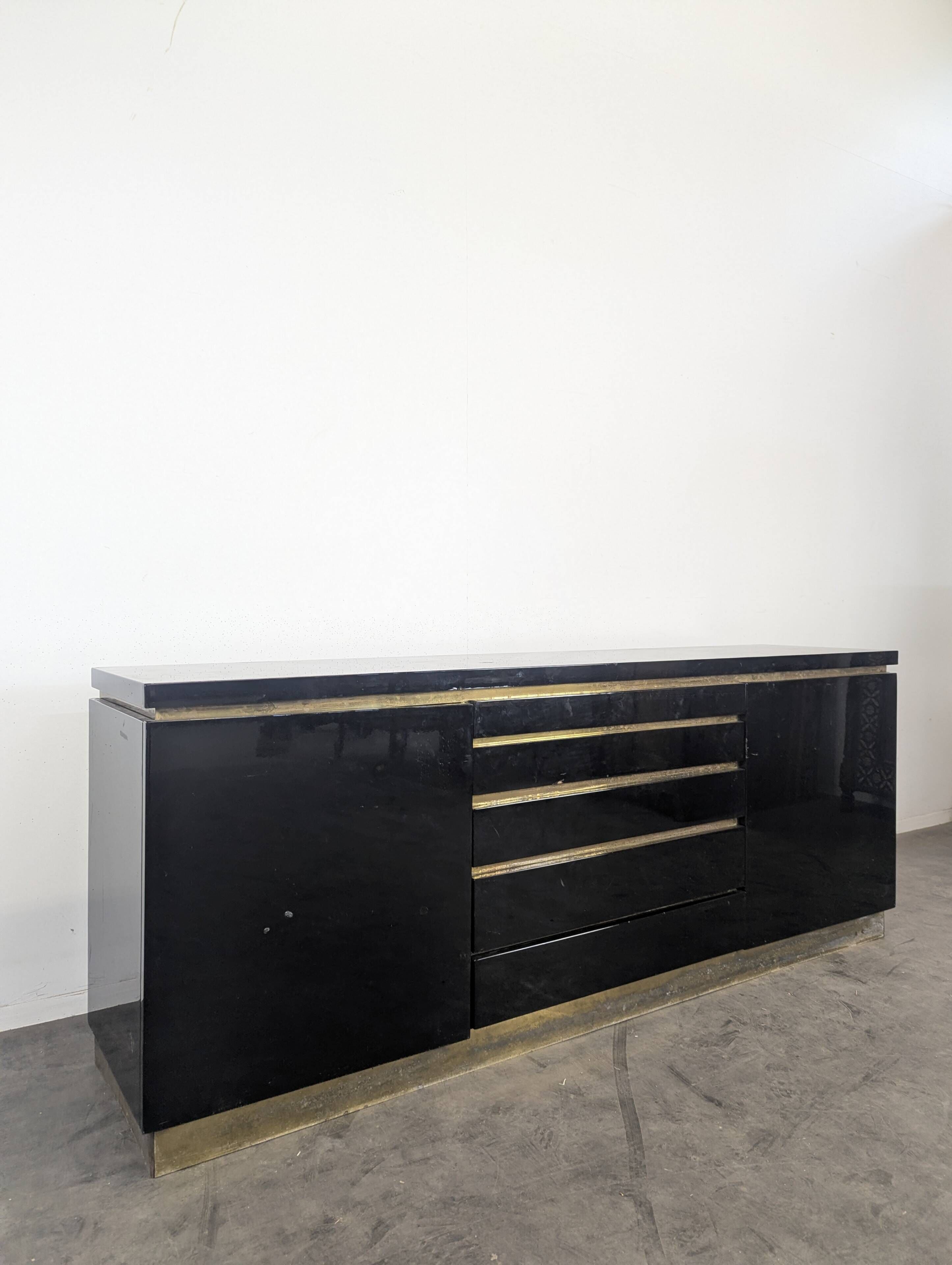 Enfilade laquée noire de Jean Claude Mahey