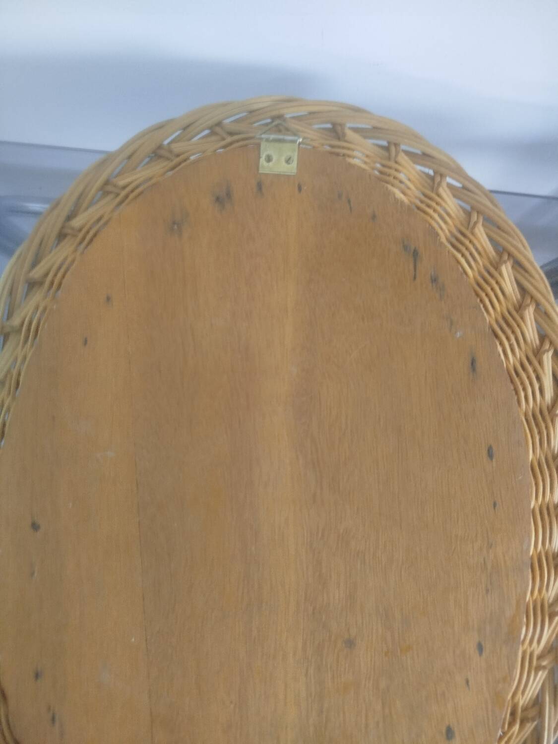 Vintage woven rattan mirror, 1970s