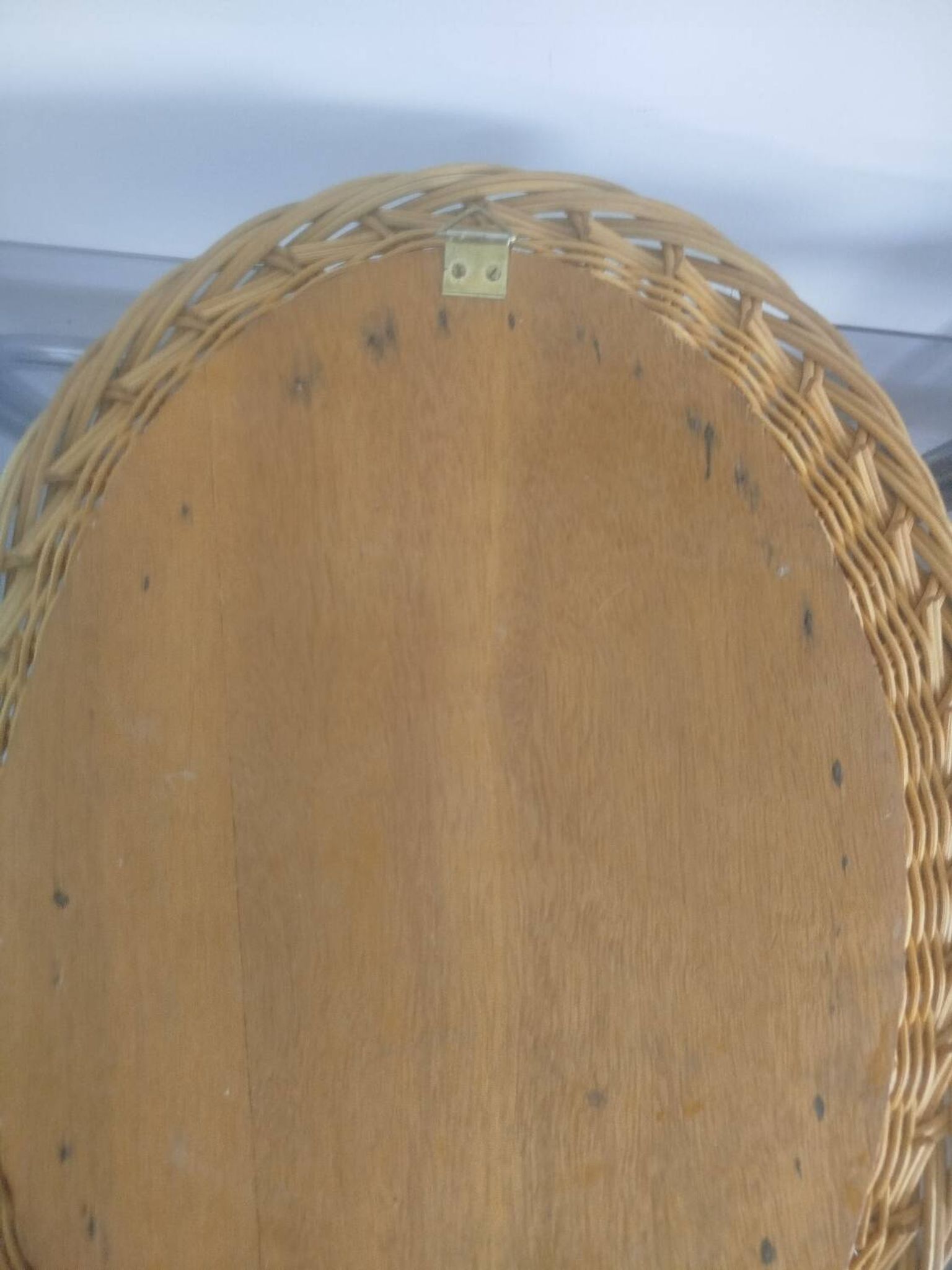 Vintage woven rattan mirror, 1970s