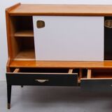 Oswald Vermaercke Sideboard with Black and White Sliding Doors, 1950s for V