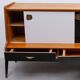 Oswald Vermaercke Sideboard with Black and White Sliding Doors, 1950s for V