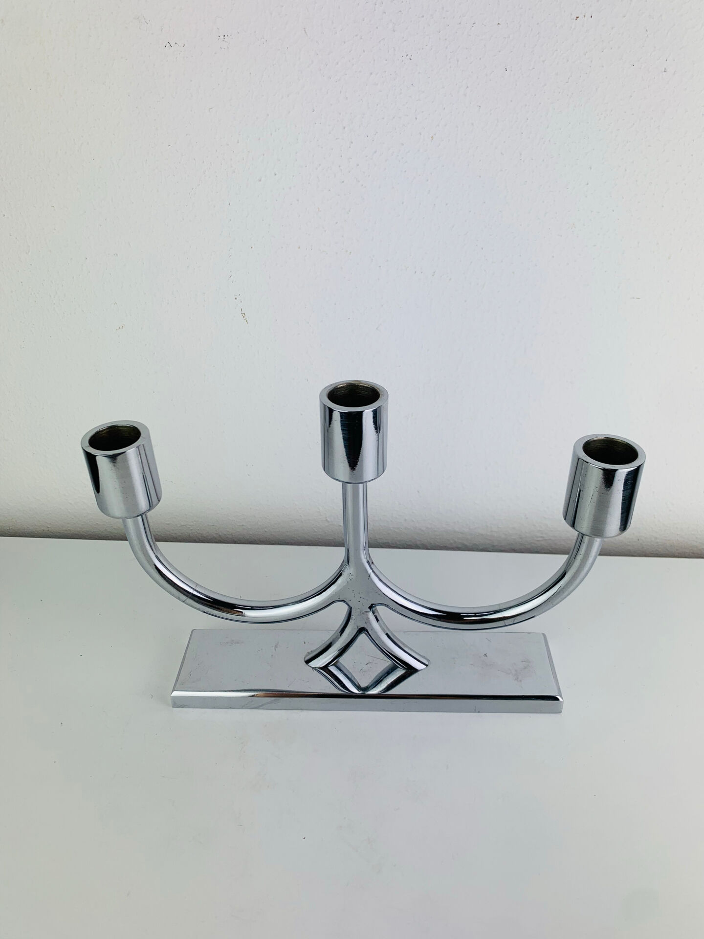 Bougeoir design années 60, métal chromé
