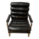 Vintage 1970s black leather armchair – metal frame