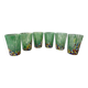 Set of 6 blown glass glasses with coloured Murano granules.