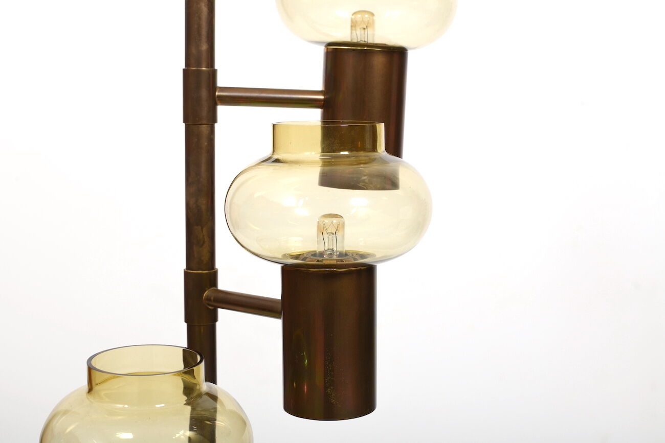 Mid century danish 6 arms brass-chandelier c.1960