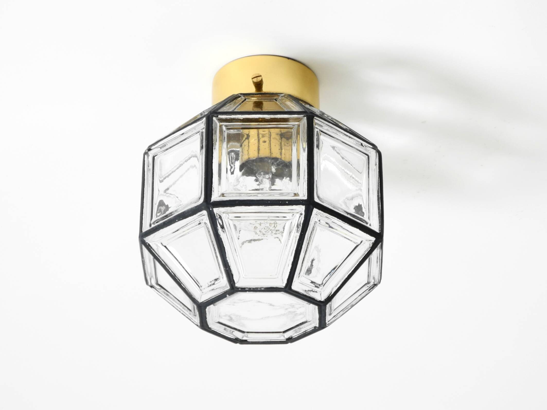 Beautiful 1970s Limburg glass ceiling lamp in octagon shape