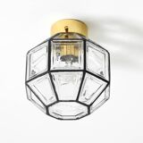 Beautiful 1970s Limburg glass ceiling lamp in octagon shape