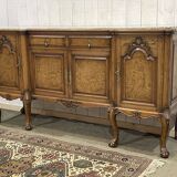 SOUBRIER Chippendale sideboard in oak, elm burl and marble