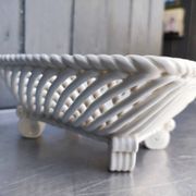 Corbeille vintage, coupe à fruits en céramique tressée
