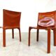 Red leather dining chairs Italy, 1970s - set of 8