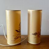 Pair of vintage dried flower lamps