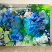 Abstract flowers, modern canvas signed by Myriam Guenaizia.