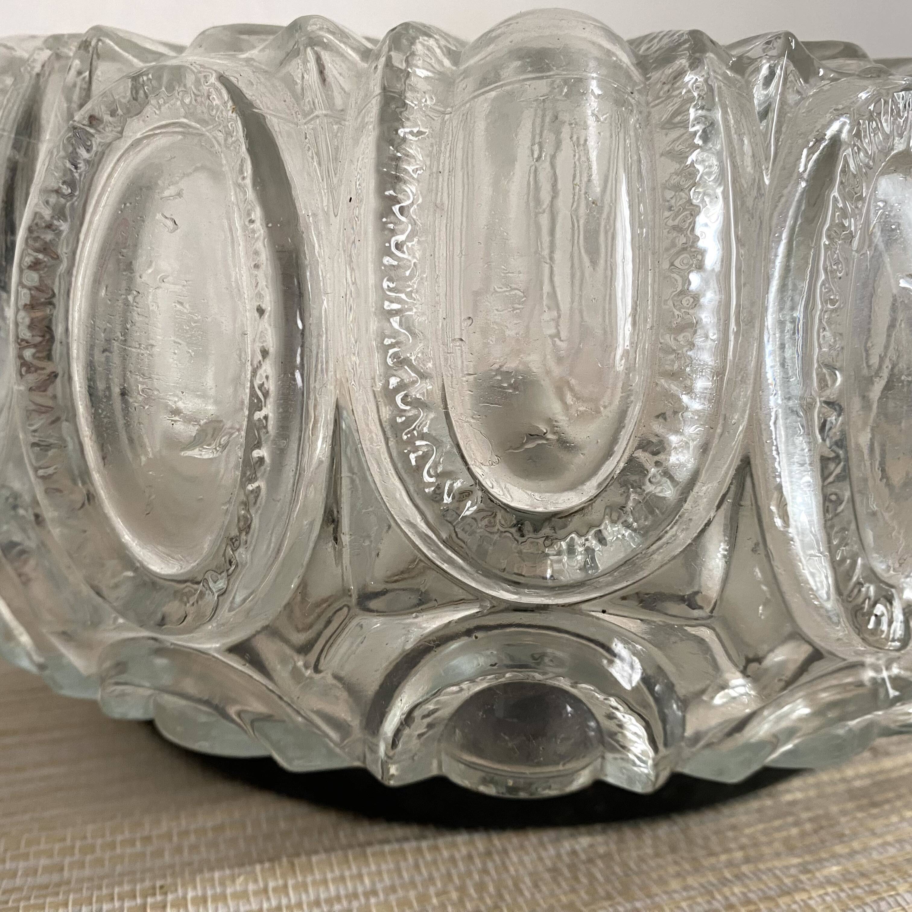 Vintage round molded glass ceiling light
