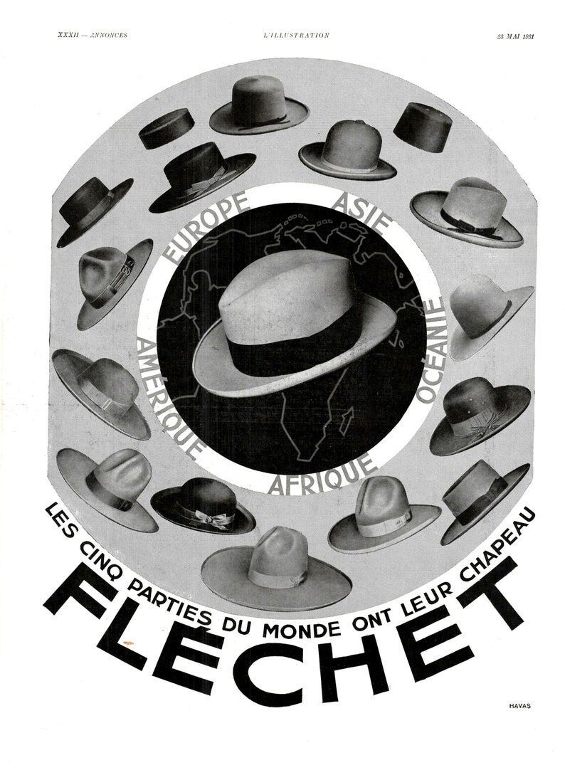 Vintage poster 30s Chapeau Fléchet