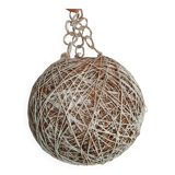 Globe suspension made of twine and wicker