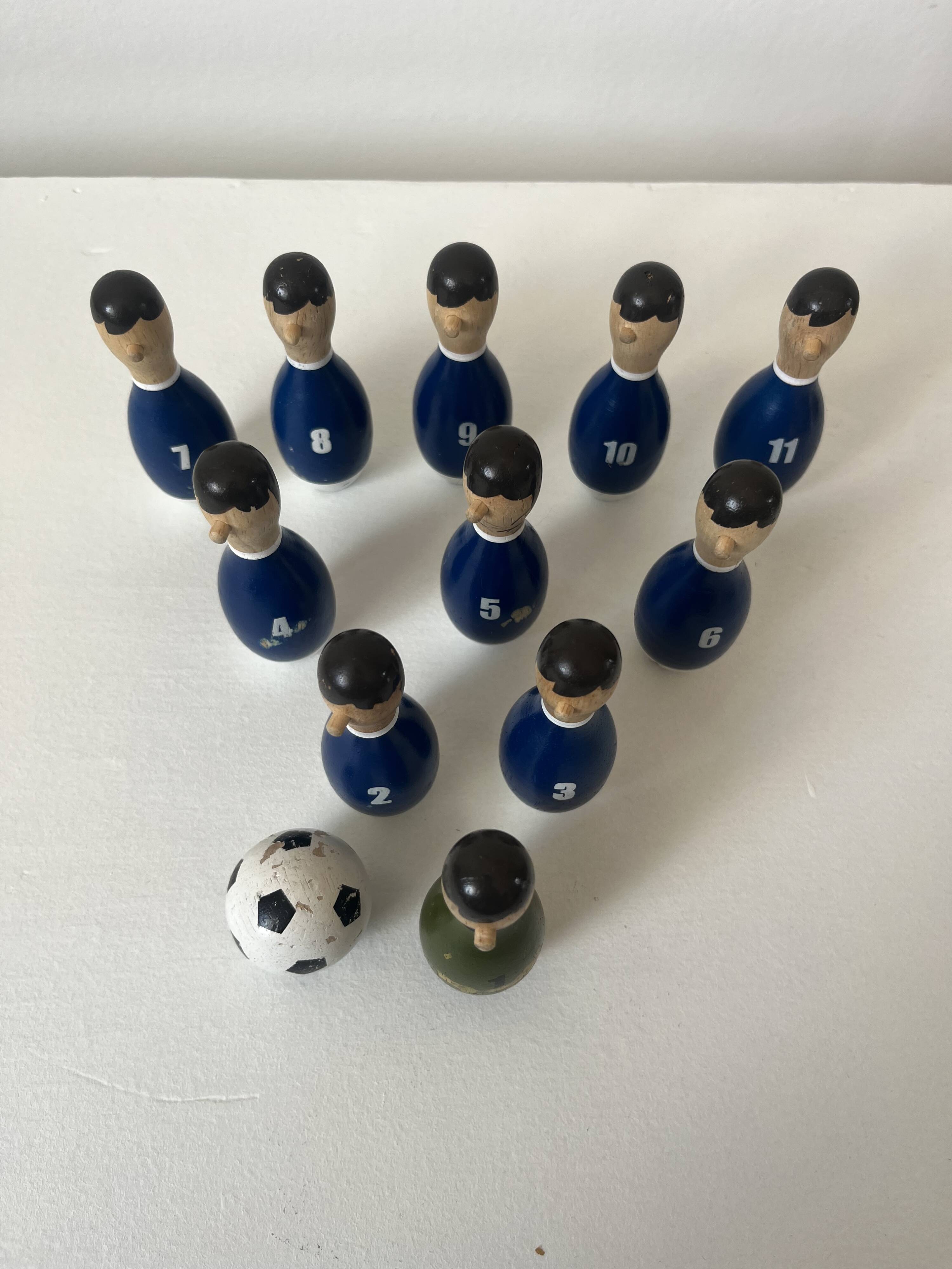 Wooden football bowling game