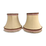 Pair of antique fabric lampshades with fringe
