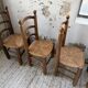 Set of 4 oak and straw chairs Dudouyt 1940