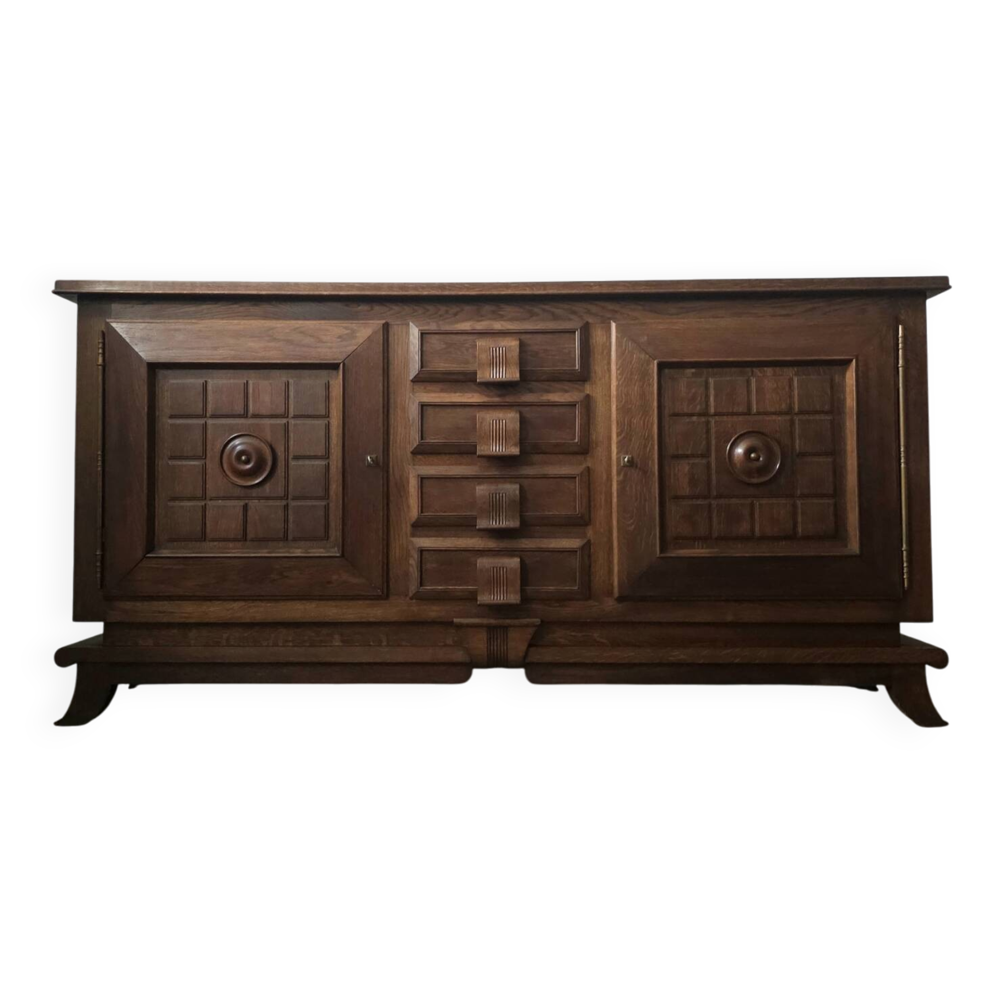 1940s Solid French Oak Sideboard — In the style of Charles Dudouyt