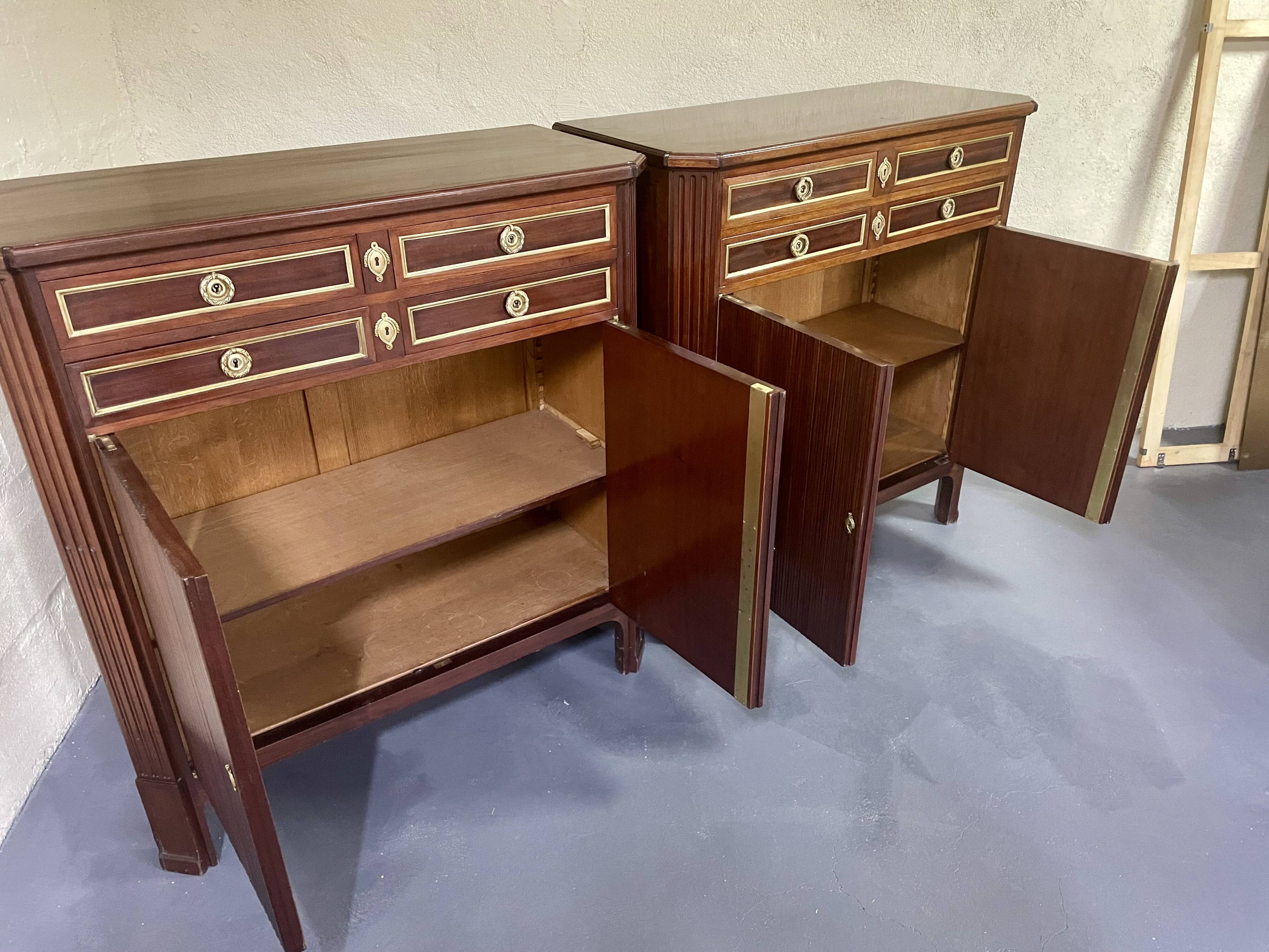 Pair of Louis XVI style mahogany sideboards