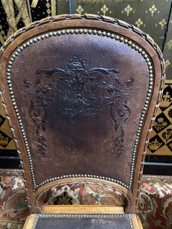 Set of 4 Louis XVI leather chairs