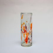 Vintage Tall Italian Vase in Clear Murano Glass with "Mosaic" Flakes Decoration