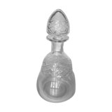 Old carafe in blown glass pattern engraved braces