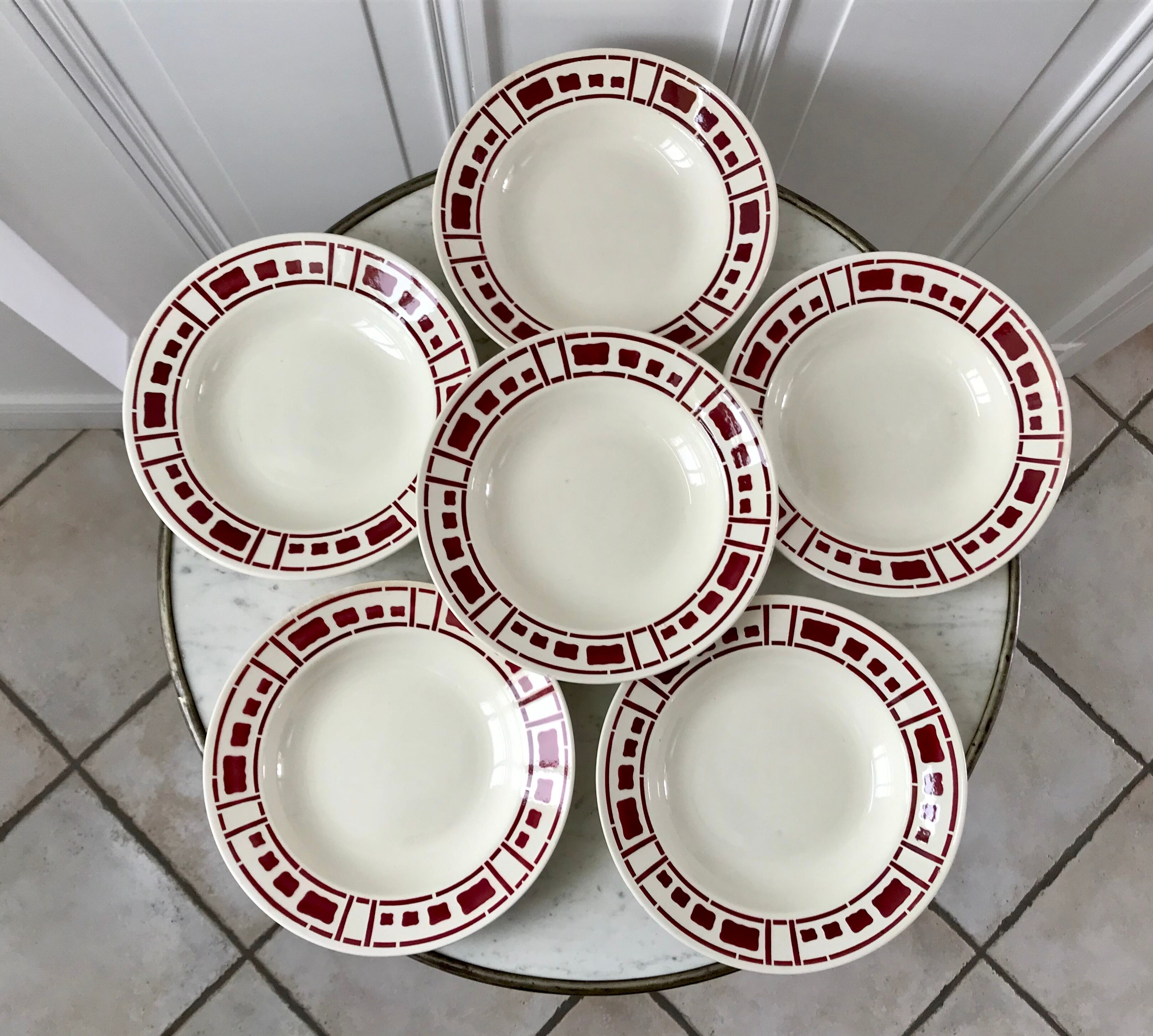 Lot de 6 assiettes creuses badonviller modèle barbizon années 30