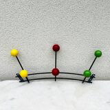 Vintage coat rack with 6 ball hooks 1960