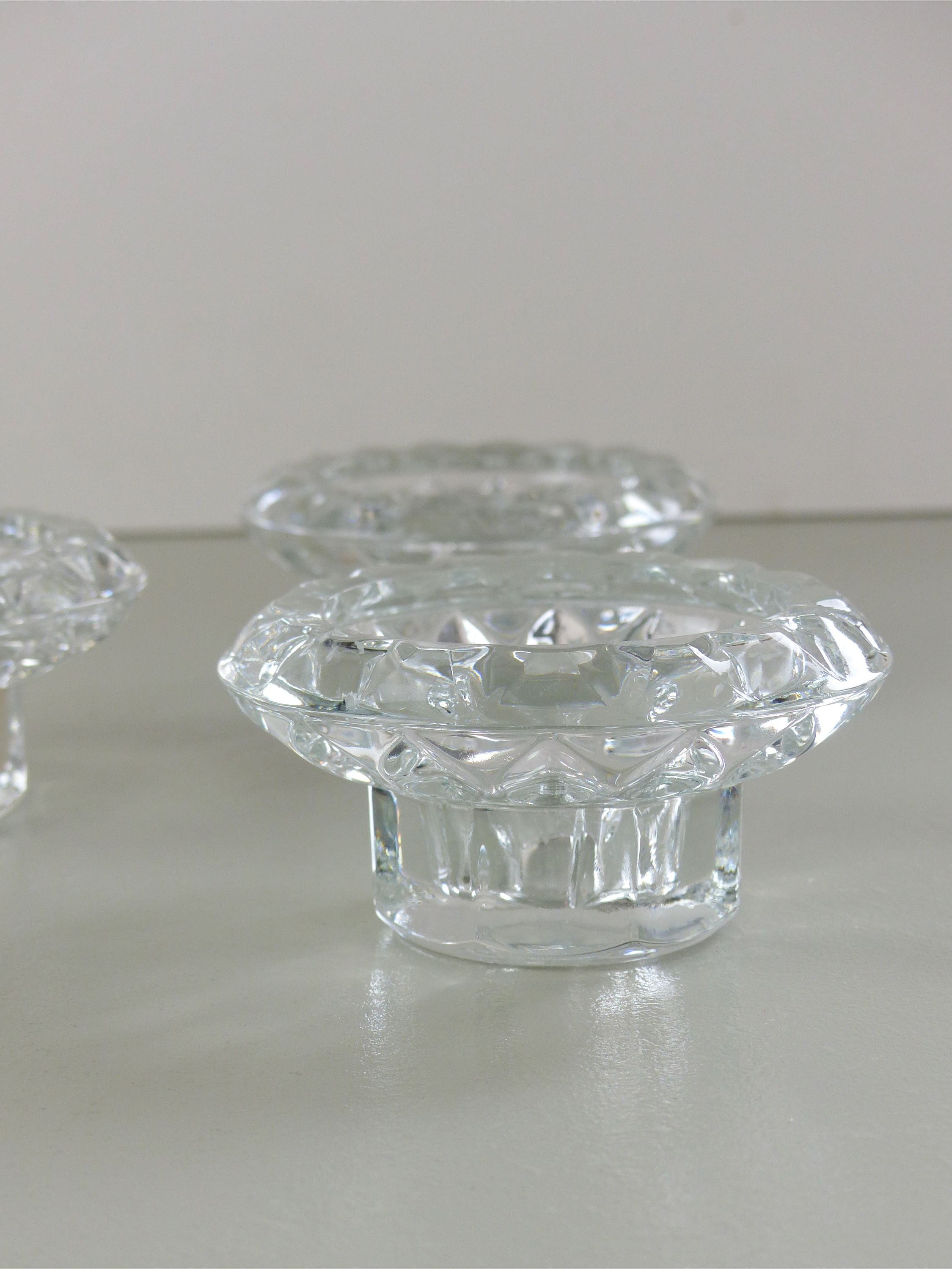 Set of 3 glass candle holders Made in France