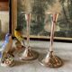 Vintage candle holders in silver metal West Germany