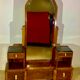 Dressing table art deco 1920 walnut magnifying glass portor marble