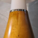 Scandinavian space lamp 1970 in teak and opaline age with dimmer 52x20