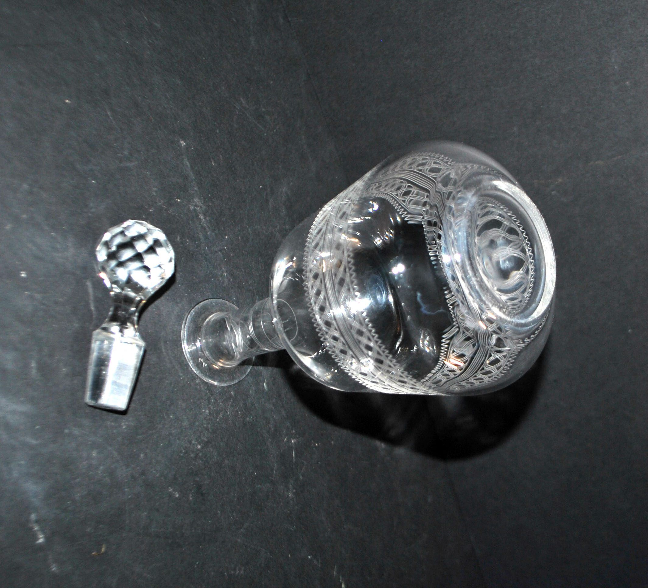 Baccarat carafe orange blossom water in crystal with guilloché decoration 1900