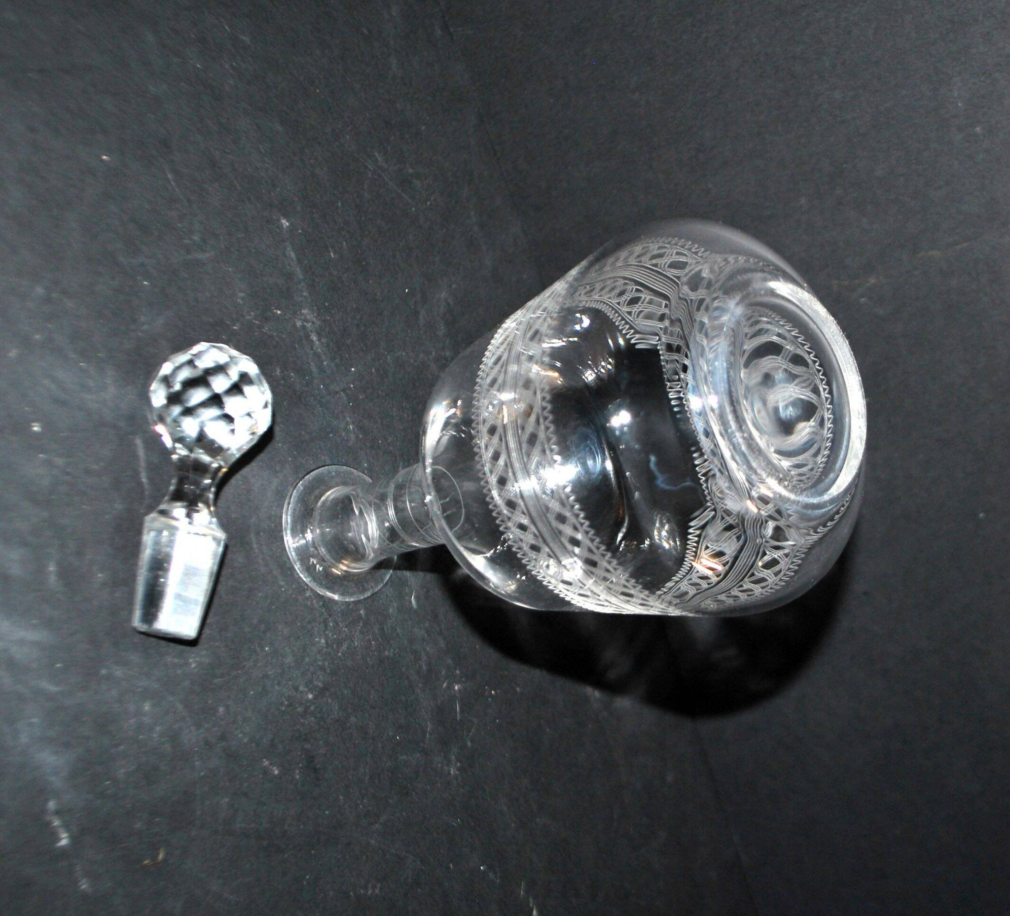 Baccarat carafe orange blossom water in crystal with guilloché decoration 1900